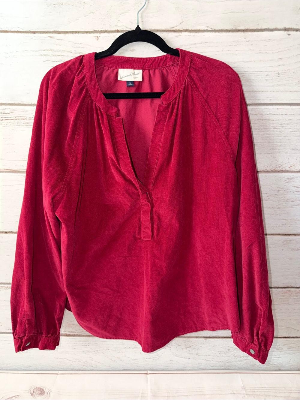 Universal Thread Corded Split-Neck Blouse in Cranberry Size XL